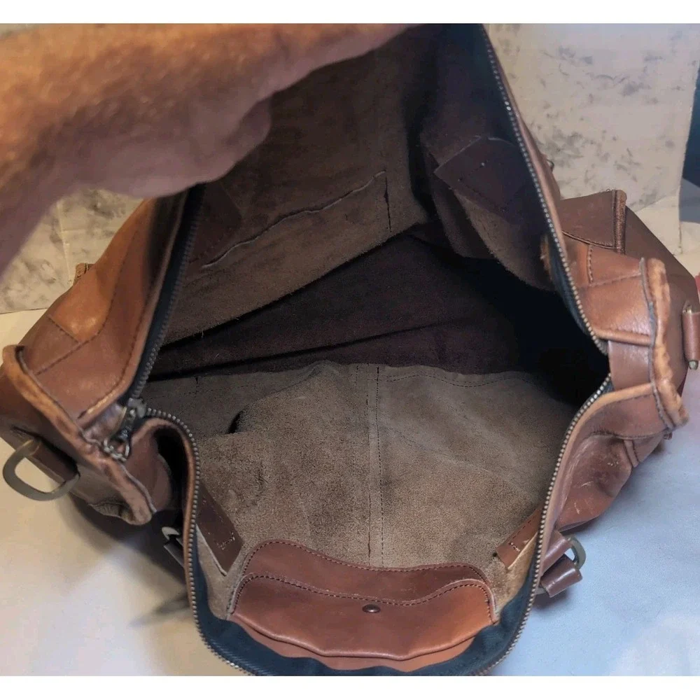 Vintage LAND Brand Brown Leather Duffel Overnight Briefcase Bag 18